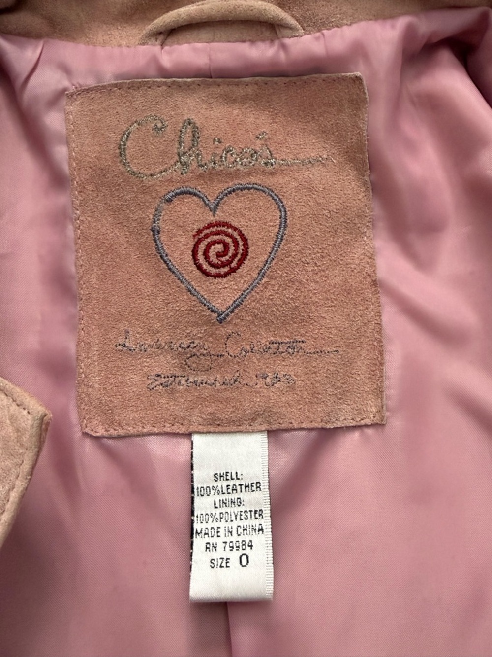 Chico’s Pink Leather Jacket Size 0 Floral Embroidered Button Front Chic - Picture 6 of 8